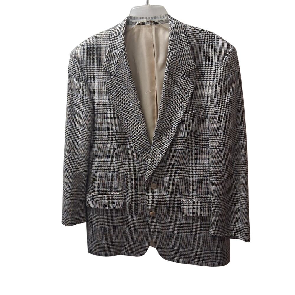 Vintage Austin Reed Men's Sport Coat Plaid Tan/Black Tailored Spring Winter-42R